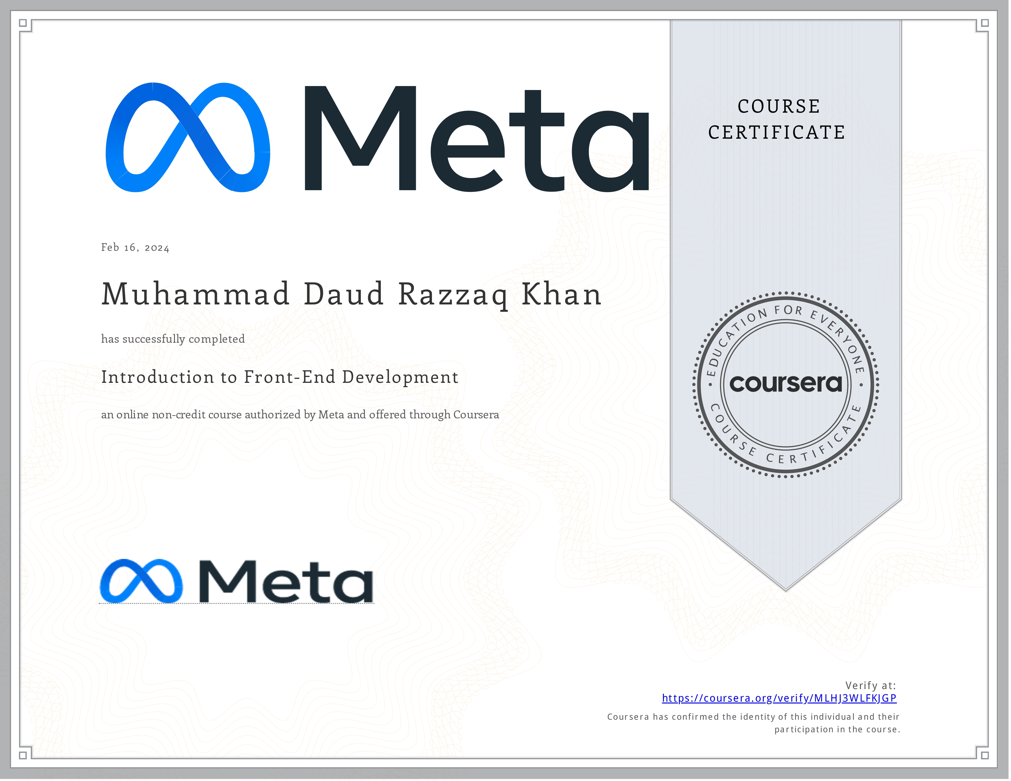 Introduction to Front-End Development Certificate